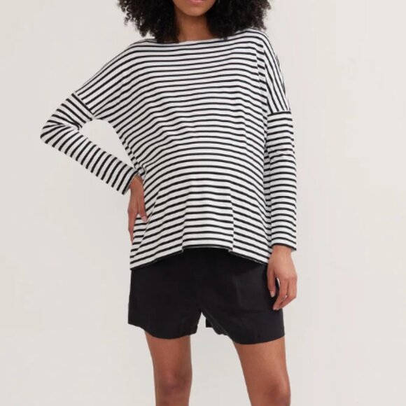 Hatch Black and White Striped Long Sleeve Tee - Picture 4 of 4